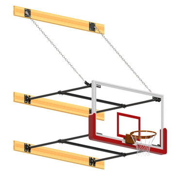 Basketball Backstop - Wall-Mounted - Shooting Station - Stationary Glass Backboard - System (4 ft. - 6 ft. Wall Offset)